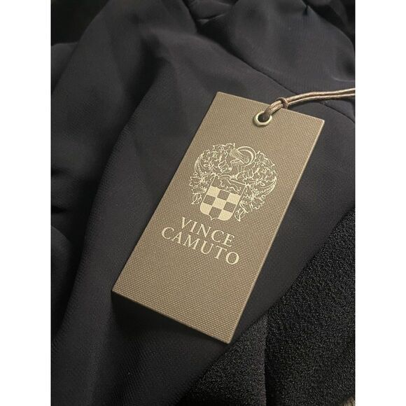 Vince Camuto Mini Dress Womens Size 8 Navy Blue Short Sleeve Mock Neck Ruffle - Picture 7 of 10